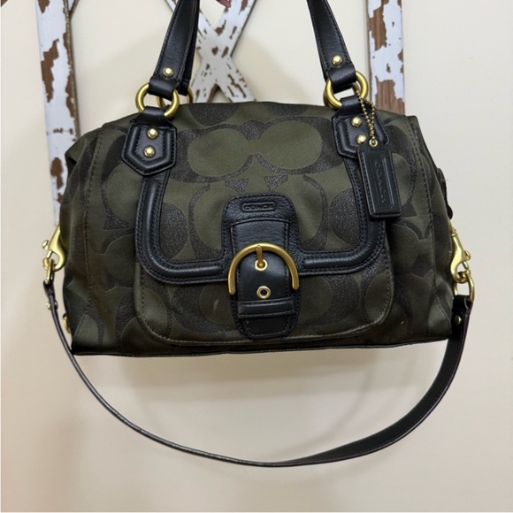 Coach Dark Green and Black Satchel - Picture 1 of 6